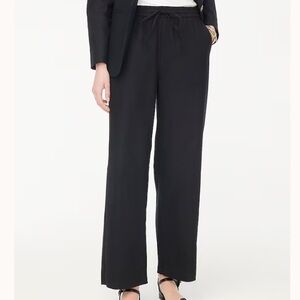J crew black Linen-blend slim wide-leg drawstring pant